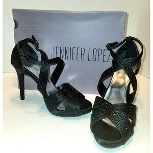 JLo Jennifer Lopez Flora Black Rhinestone Pumps - Size 7